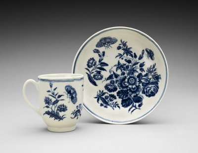 Kahve Fincanı ve Tabağı, c. 1770-1783 (transfer baskılı yumuşak hamurlu porselen) by Worcester Porcelain Manufactory