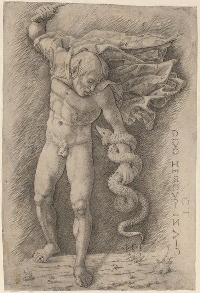 Yılanla Savaşan Faun by Workshop of Andrea Mantegna