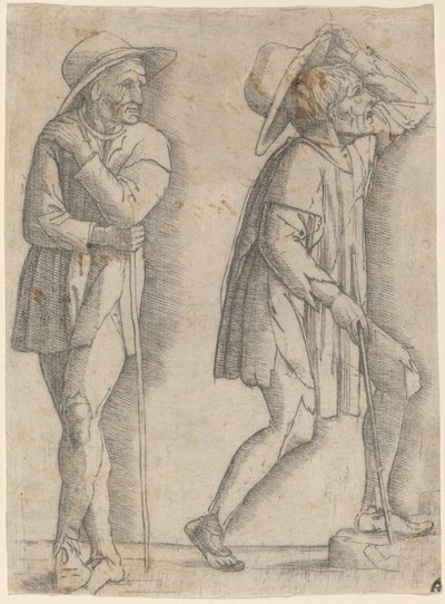iki köylü by Workshop of Andrea Mantegna