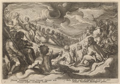 Jüpiter Evrenin Yıkımı Konusunda Tanrılardan Öğüt Alırken by Workshop of Hendrick Goltzius, after Hendrick Goltzius
