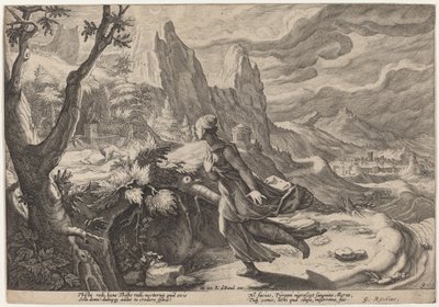 Aslandan Korkan Thisbe by Workshop of Hendrick Goltzius, after Hendrick Goltzius