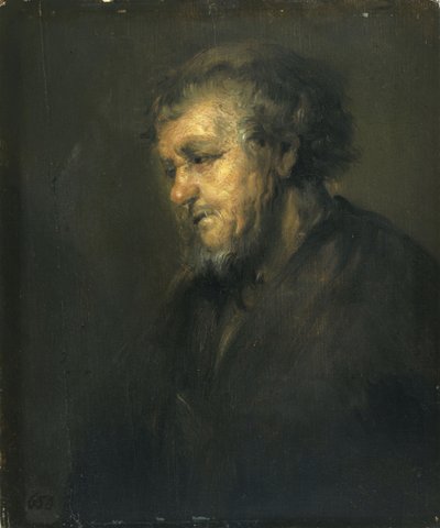 Profildeki Yaşlı Bir Adamın İncelenmesi by Workshop of Rembrandt