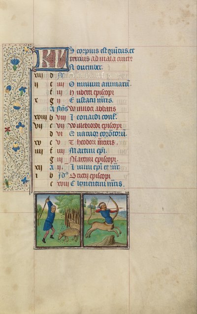 Ağaçtan Meşe Palamudu Çalan Bir Adam; Yay Burcu Burcu by Workshop of Willem Vrelant