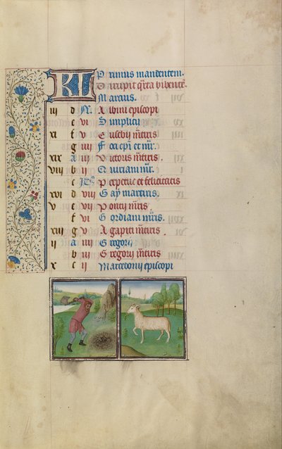Tarlada Çalışan Bir Adam; Koç Burcu by Workshop of Willem Vrelant