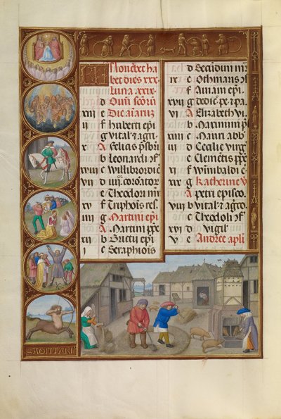 Harmanlama ve Domuz Besleme; Yay Burcu Burcu by Workshop of the Master of James IV of Scotland