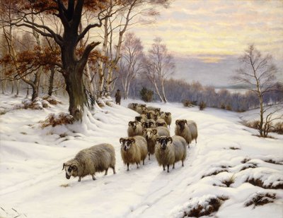 Kışın Yolda Bir Çoban ve Sürüsü by Wright Barker