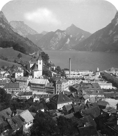 Ebensee ve Traun Gölü, Salzkammergut, Avusturya, c1900'ler. by Wurthle and Sons