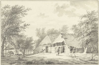 Çiftlik ve Sepetli Kadın ile Manzara by Wybrand Hendriks
