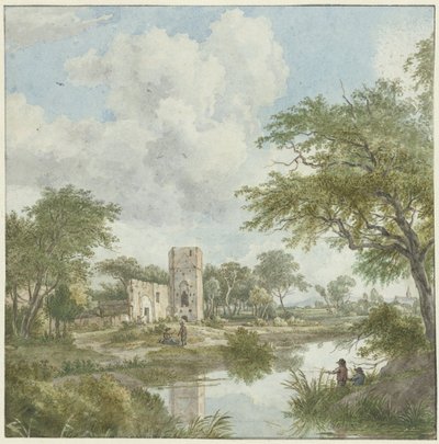 Kale kalıntıları ile manzara by Wybrand Hendriks