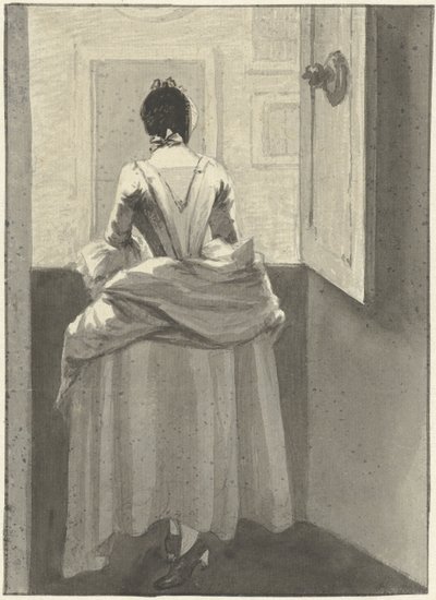 Bir kapının önünde duran kadın by Wybrand Hendriks