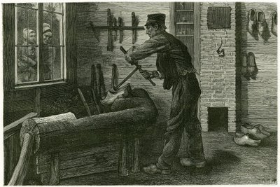Terneuzen sabotajcısı, tahtaları tıka basa kurmuş, büyütür ve kazar. X.Mellery tarafından, doğadan sonra, 1888