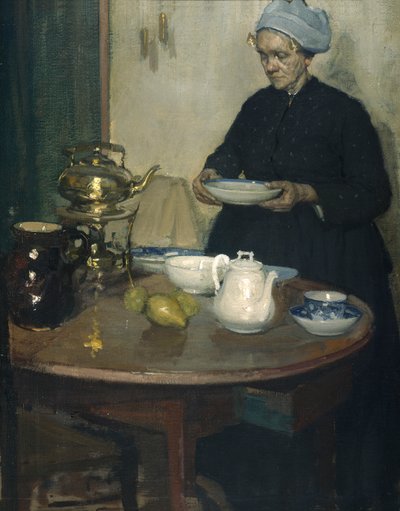 Sehpadaki kadın (tuval üzerine yağlı boya) by Xavier Mellery