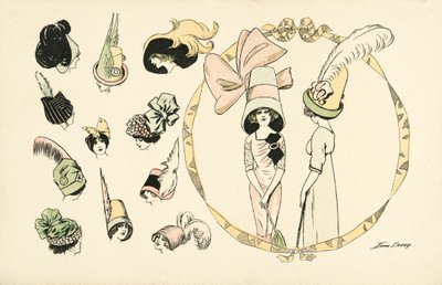 Kadın şapka modası (renkli litho) by Xavier Sager