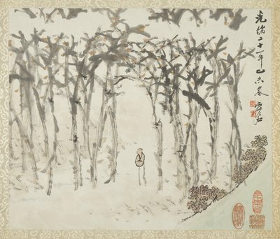 Liu Songfu için bir manzara ve hat albümünden figürlü manzara, 1895-96 by Xugu