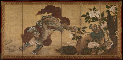 Şakayık ve Bambuda Aslanlar ve Kaplanlar by Yamaguchi Sekkei