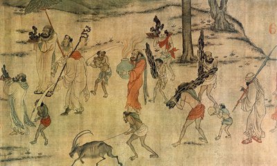Vassal, vergilerini Tang sarayına getiriyor, c.600-673 (ipek üzerine mürekkep ve renk) by Yan Liben (attr. to)