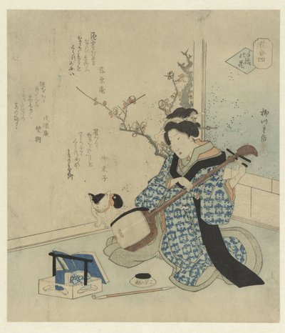 Geyşa Shamisen'ini Ayarlıyor by Yanagawa Shigenobu (II)