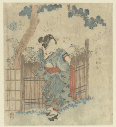 Çitin Yanından Yürüyen Kadın by Yanagawa Shigenobu (II)