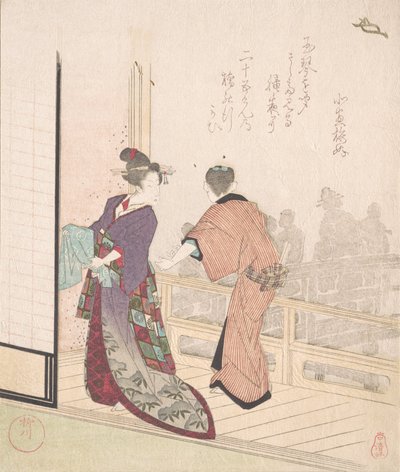 Bir Çayevinin Verandasındaki sahne, 18.-19. yüzyıl. by Yanagawa Shigenobu