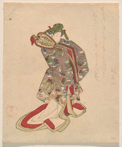 Kelebek desenli Çin kostümlü kadın by Yanagawa Shigenobu II