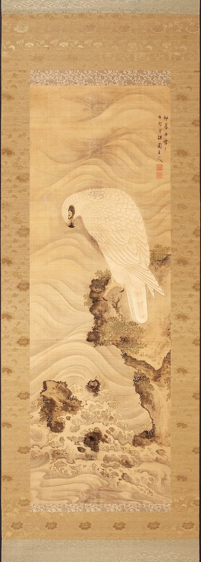 Yanagisawa Kien. Deniz Kartalı Dalgalı Bir Kayanın Üzerinde by Yanagisawa Kien