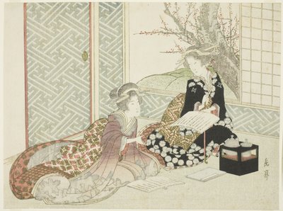 iki kadın okuma by Yashima Gakutei