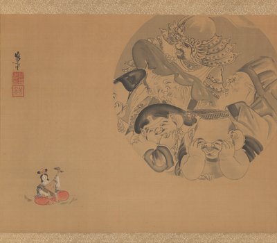 Seven Gods of Fortune (ipek üzerine mürekkep ve renkler) by Yoshimune Arai