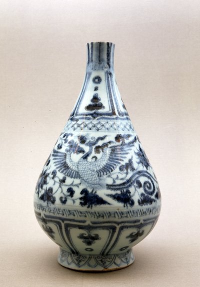 Mavi ve beyaz vazo, Yuan Hanedanlığı (1206-1368) (seramik) by Yuan Dynasty Chinese School