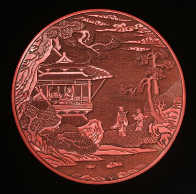 Dairesel Oymalı Cinnabar Sandığı ve Kapağı (laklı ahşap) (ayrıca bkz. 272180 ve 272181) by Yuan Dynasty Chinese School