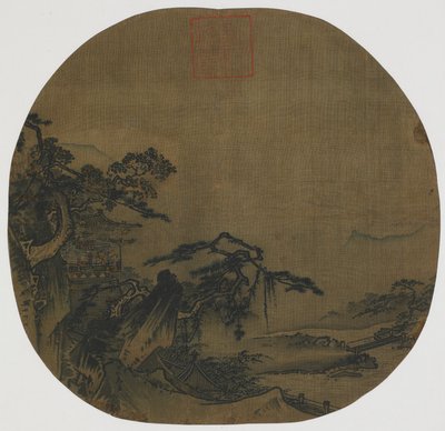 Manzara: bir dağ yamacında pavyonlar, aşağıda bir dere, Ming hanedanı, 16. yüzyıl. by Yuan Ma