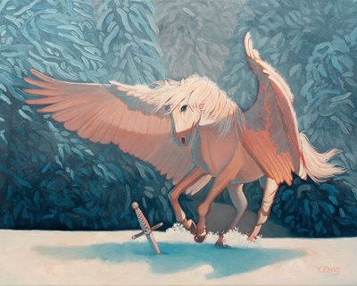 Pegasus, 2024 (tuval üzerine yağlıboya) by Yue Zeng