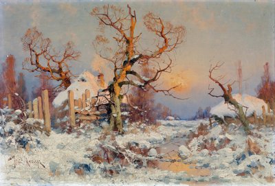 Akşam Güneşinde Kış Manzarası. Juli Julievich (Julius) von Klever (1850-1924) tarafından yapılan tablo, tuval üzerine yağlıboya, 19. yüzyılın sonları - 20. yüzyılın başlarında. Rus sanatı, gerçekçilik. Özel koleksiyon. by Yuly Klever