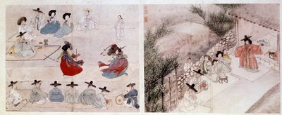Art coreen: gündelik hayatın kadın dövüş sahnesi sahnesi. Sin Yun Bok'un (veya Hyewon'un 1758'de yaptığı) baskılar. 18. veya 19. yüzyıl. Hyung Pil Chun Koleksiyonu by Yun bok Sin