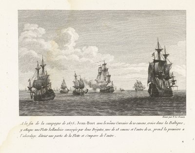 Jan Bart valt Hollandse schepen de Baltische zee aan'da, 1675 1675 seferinin sonunda, Jean-Bart aynı 10 silahlı Corsair ile Baltık'ta seyir halinde bir Hollanda Filosu'na saldırdı (...) (nesne üzerinde başlık) ) Jean-Bar'ın dövüşlerinin top by Yves Marie Le Gouaz