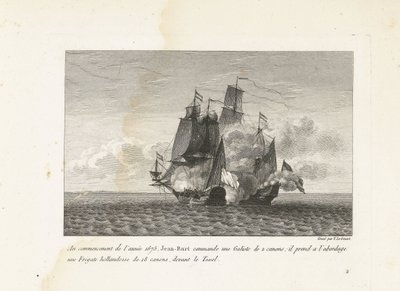 Jan Bart verovert een Hollands fregat bij Texel, 1675 1675 yılının başında, Jean-Bart 2 silahlı bir Galiote
