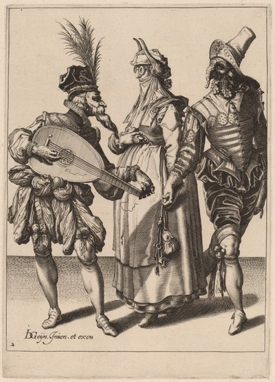 Bir Ud Oyuncusunun Hitap Ettiği Bir Çift by Zacharias Dolendo after Jacques de Gheyn II