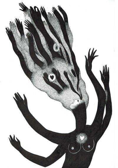 Dualarım, 2016 (kağıt üzerine mürekkep çizimi) by Zanara