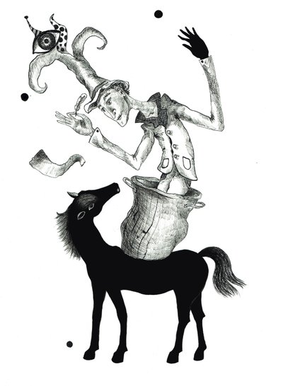 Küçük harikalar, 2019 (kağıt üzerine mürekkep çizimi) by Sabina Nedelcheva Williams