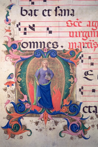 Missal 515 f.13v Bir müzik notasından St. Agnes