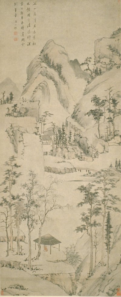 Figürlü Manzara (kağıt üzerine mürekkep ve renkli) by Zha Shibiao