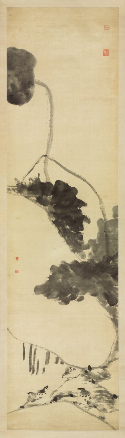 Kuşlar ve Ördekler (saten üzerine mürekkep) by Zhu da Bada Shanren