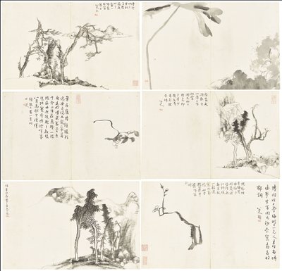 Manzaralar ve Çiçekler, altı yapraklı albüm by Zhu da Bada Shanren