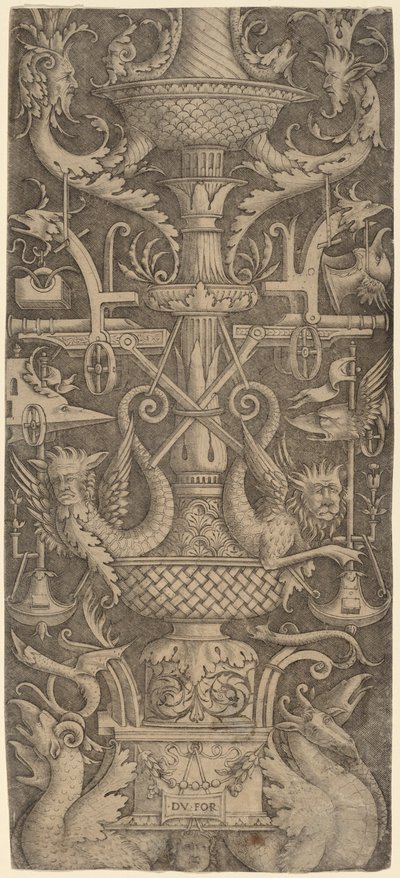 Ejderhalar, Maskeler ve Savaş Aletleri ile Süsleme Paneli, c. 1505. by Zoan Andrea