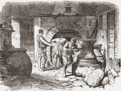 Bir Roma fırını, Pompeii, İtalya. by . .