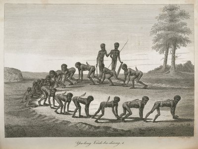 Köpekleri taklit eden Aborijin erkekler, Avustralya by Frederick (attr. to) Barnard