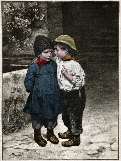 Çocuk tartışması. 1901 (gravür) by . .