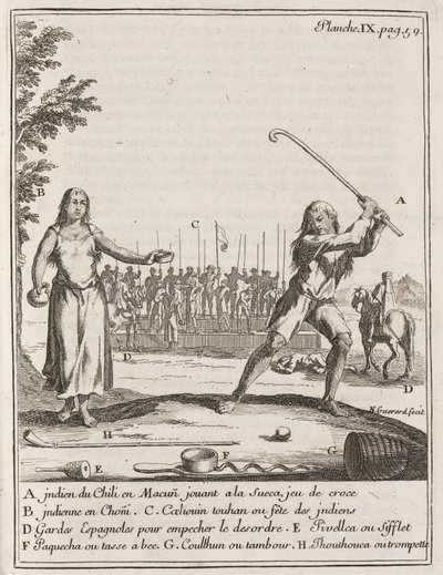 Bir tür hokey oynayan Şilili Kızılderili by Frederick (attr. to) Barnard