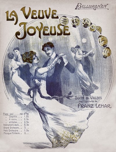 Vals Ballsirenen dansı yapan çiftler. 1910 dolaylarında (resim) by . .