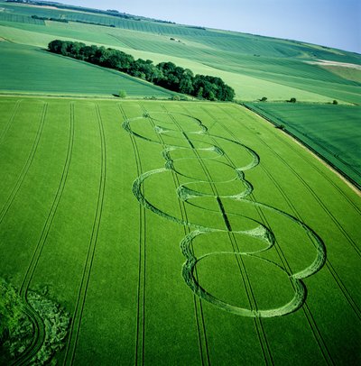Arpa tarlasındaki ekin çemberi, Beckhampton, Wiltshire, 5 Haziran 2005 (hava fotoğrafı) by Ferdinand Georg Waldmuller