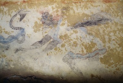 Demon, fresk, Tomb of Blue Demons, Tarquinia Nekropolü (UNESCO Dünya Mirası Listesi, 2004), Lazio, İtalya, Etrüsk uygarlığı, MÖ 5. yy (fotoğraf) by Georg Carl Heinrich Dollmann